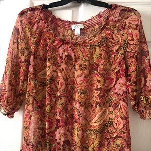 LOFT- Sheer Paisley Blouse